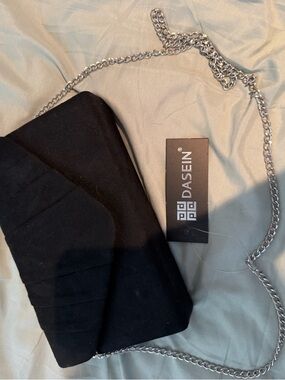 Amazon Black Clutch with Silver Chain